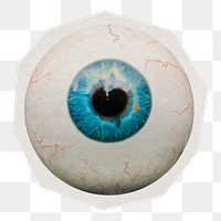 Blue eyeball  png sticker, paper cut on transparent background