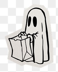 Halloween ghost png sticker, paper cut on transparent background