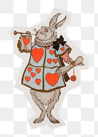 White Rabbit png sticker, illustration by William Penhallow Henderson on transparent background, remixed by rawpixel.