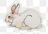 Vintage rabbit  png sticker, paper cut on transparent background