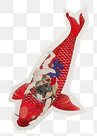 Japanese Koi fish png sticker, transparent background, remixed by rawpixel.