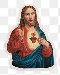 Jesus Christ png sticker, transparent background, remixed by rawpixel.