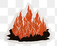 Campfire flame png sticker, transparent background, remixed by rawpixel.