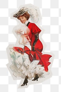 Victorian woman png sticker, transparent background, remixed by rawpixel.