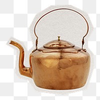 Copper kettle png sticker, transparent background, remixed by rawpixel.