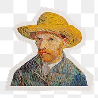 Van Gogh's Self-Portrait png sticker, transparent background, remixed by rawpixel.