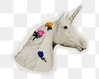 Unicorn sculpture png sticker, paper cut on transparent background