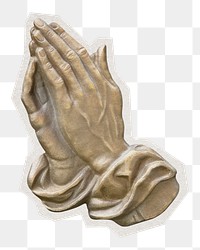 Hand praying png sticker, paper cut on transparent background