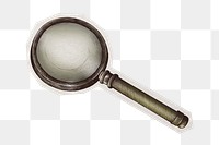 Png retro magnifying glass sticker, paper cut on transparent background