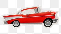 Red classic car png sticker, transparent background