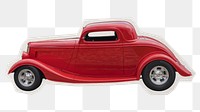 Png red classic car sticker, paper cut on transparent background