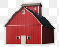 Red barn png sticker, paper cut on transparent background