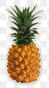 Pineapple fruit png sticker, paper cut on transparent background