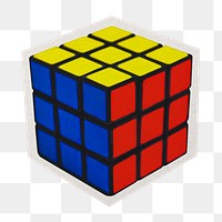 Puzzle cube png sticker, paper cut on transparent background