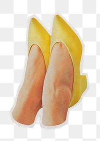 Png Yellow low heels sticker, paper cut on transparent background