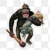 Aesthetic gorilla png sticker, paper cut on transparent background. Remixed by rawpixel.