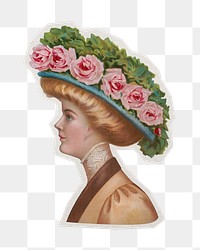 Vintage woman png sticker paper cut on transparent background. Remixed by rawpixel.