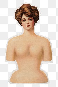 Woman mannequin png sticker, vintage paper cut on transparent background. Remixed by rawpixel.