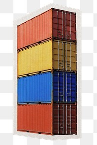 Shipping container png sticker, paper cut on transparent background