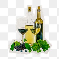 Wine tasting png sticker, paper cut on transparent background