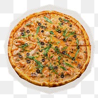 Pizza png sticker, paper cut on transparent background