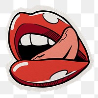 Png pop art lips sticker, paper cut on transparent background