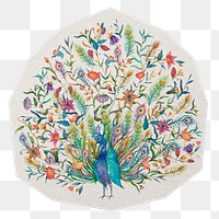 Peacock png in watercolor sticker, paper cut on transparent background