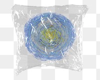 Starry night png sticker, Van Gogh's artwork in plastic wrap transparent background. Remixed by rawpixel.