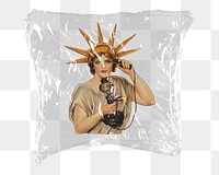 Statue of Liberty png sticker, plastic wrap transparent background. Remixed by rawpixel.