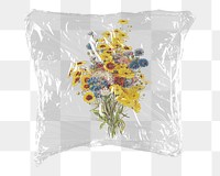 Sunflower png sticker, plastic wrap transparent background. Remixed by rawpixel.