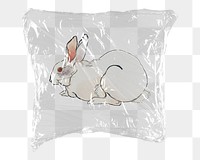 Rabbit png vintage animal sticker, plastic wrap transparent background. Remixed by rawpixel.