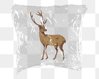 Deer png vintage animal sticker, plastic wrap transparent background. Remixed by rawpixel.