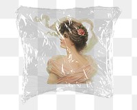 Vintage lady png sticker, plastic wrap transparent background. Remixed by rawpixel.