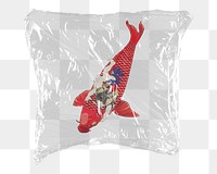 Japanese koi fish png sticker, plastic wrap transparent background. Remixed by rawpixel.