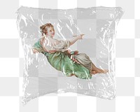 Female artist png sticker, plastic wrap transparent background. Remixed by rawpixel.