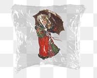 Girl png Christmas wreath  sticker, plastic wrap transparent background. Remixed by rawpixel.