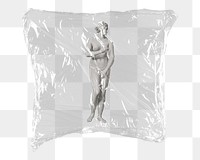 Greek statue png sticker, plastic wrap transparent background. Remixed by rawpixel.