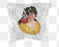 Vintage lady png sticker, plastic wrap transparent background. Remixed by rawpixel.