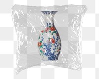 Antique vase png sticker, plastic wrap transparent background. Remixed by rawpixel.