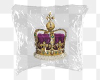 Royal crown png sticker, plastic wrap transparent background. Remixed by rawpixel.