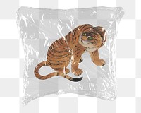 Japanese tiger png sticker, plastic wrap transparent background. Remixed by rawpixel.