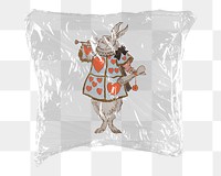 White rabbit png sticker, Alice in Wonderland by William Penhallow Henderson in plastic wrap transparent background. Remixed by rawpixel.