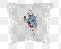 White rabbit png sticker, Lewis Carroll’s Alice’s Adventures in Wonderland character in plastic wrap transparent background. Remixed by rawpixel.