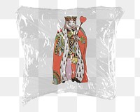 King of Hearts png sticker, Lewis Carroll’s Alice’s Adventures in Wonderland character in plastic wrap transparent background. Remixed by rawpixel.