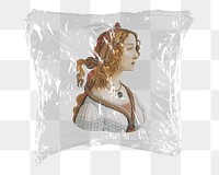 Sandro Botticelli's woman png sticker, plastic wrap transparent background. Remixed by rawpixel.