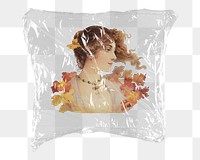 Vintage woman png sticker, plastic wrap transparent background. Remixed by rawpixel.