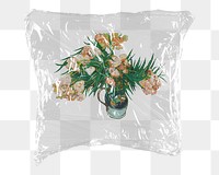 Png Van Gogh’s flower  sticker, plastic wrap transparent background. Remixed by rawpixel.