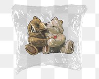 Vintage bears png sticker, plastic wrap transparent background. Remixed by rawpixel.