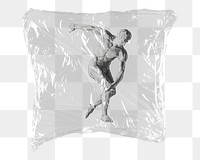 Png naked man sculpture sticker, plastic wrap transparent background. Remixed by rawpixel.