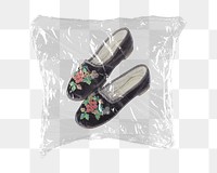 Baby shoes png sticker, plastic wrap transparent background. Remixed by rawpixel.